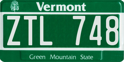 VT license plate ZTL748