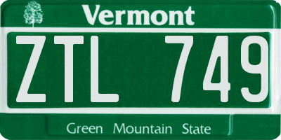 VT license plate ZTL749