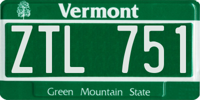 VT license plate ZTL751