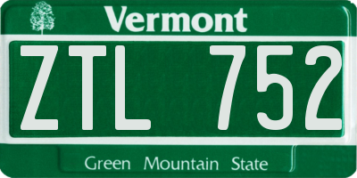 VT license plate ZTL752