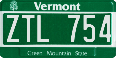 VT license plate ZTL754