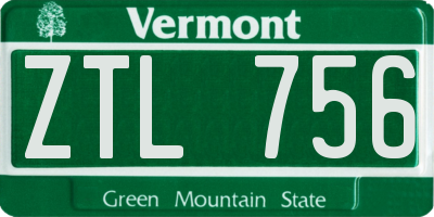 VT license plate ZTL756