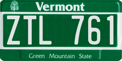 VT license plate ZTL761