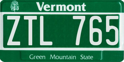 VT license plate ZTL765