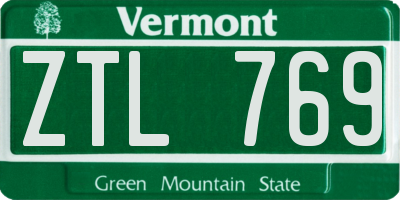 VT license plate ZTL769
