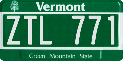 VT license plate ZTL771
