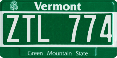 VT license plate ZTL774