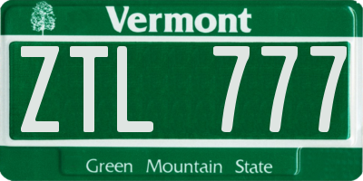 VT license plate ZTL777