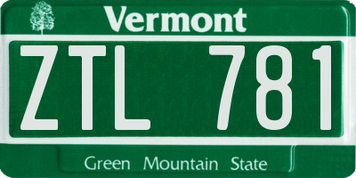 VT license plate ZTL781