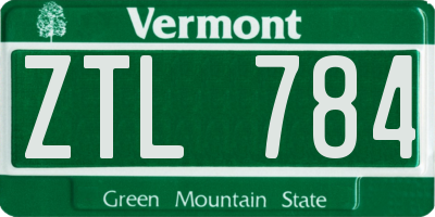 VT license plate ZTL784