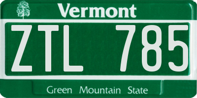 VT license plate ZTL785