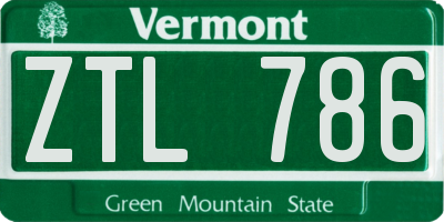 VT license plate ZTL786