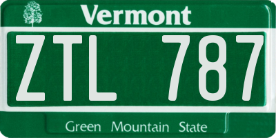 VT license plate ZTL787