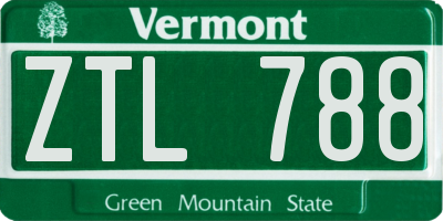 VT license plate ZTL788