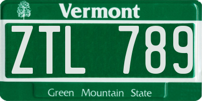 VT license plate ZTL789