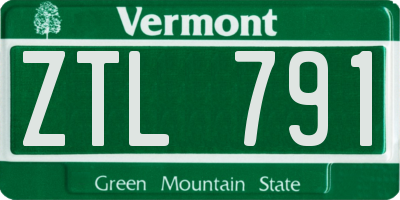 VT license plate ZTL791