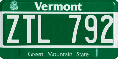 VT license plate ZTL792