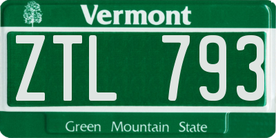 VT license plate ZTL793