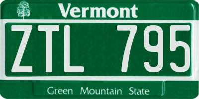 VT license plate ZTL795