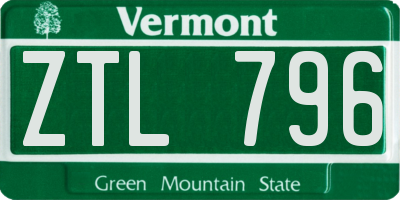 VT license plate ZTL796