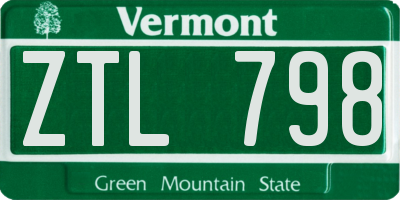 VT license plate ZTL798