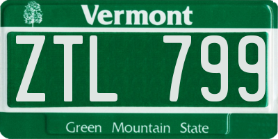 VT license plate ZTL799