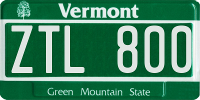 VT license plate ZTL800