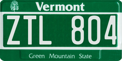 VT license plate ZTL804