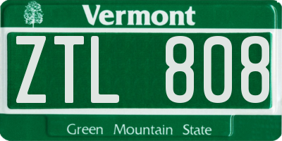 VT license plate ZTL808