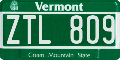 VT license plate ZTL809
