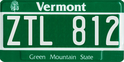 VT license plate ZTL812