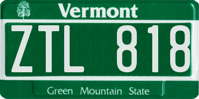VT license plate ZTL818