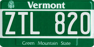 VT license plate ZTL820