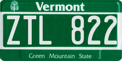 VT license plate ZTL822