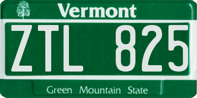 VT license plate ZTL825