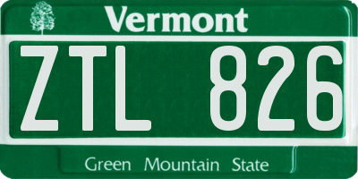 VT license plate ZTL826