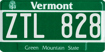 VT license plate ZTL828