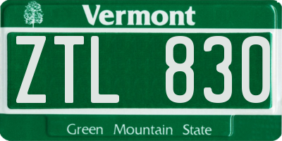 VT license plate ZTL830