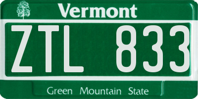 VT license plate ZTL833