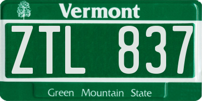 VT license plate ZTL837