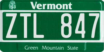 VT license plate ZTL847
