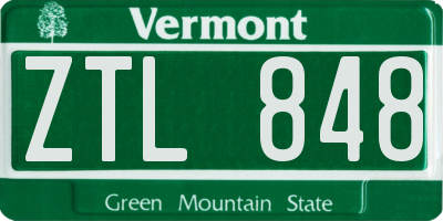 VT license plate ZTL848