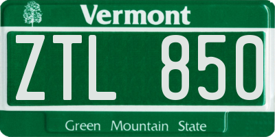 VT license plate ZTL850
