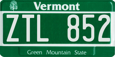 VT license plate ZTL852
