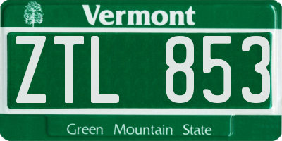 VT license plate ZTL853