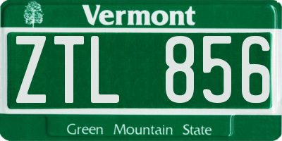 VT license plate ZTL856