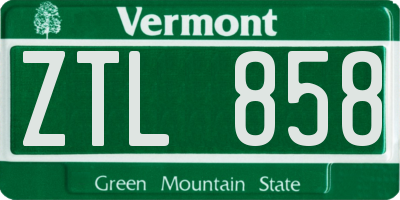 VT license plate ZTL858