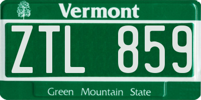 VT license plate ZTL859