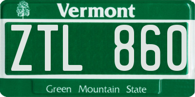 VT license plate ZTL860