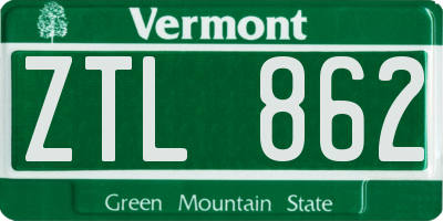 VT license plate ZTL862